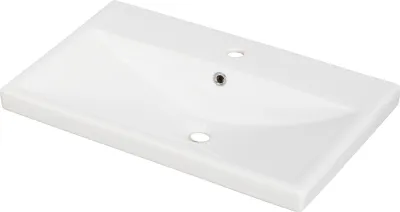 Produktbild von FACKELMANN Waschbecken STANFORD / Waschtisch aus Keramik / Maße (B x H x T): ca. 70 x 16,5 x 45 cm / Einbauwaschbecken / hochwertiges Becken fürs Badezimmer und WC / Farbe: Weiß / Breite 70 cm