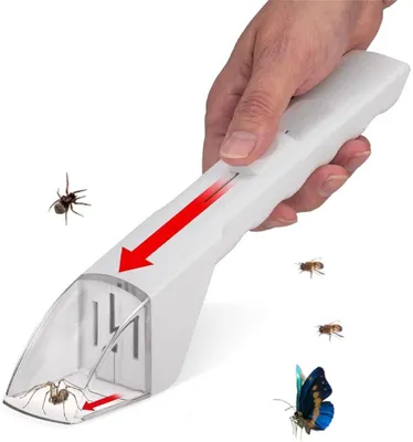 Produktbild von Spinnenfänger - Insektenfänger - 27 cm - Insektenfanggerät mit langem Griff - Käferfänger - Für Spinnen, Käfer und kriechende Insekten - Weiß