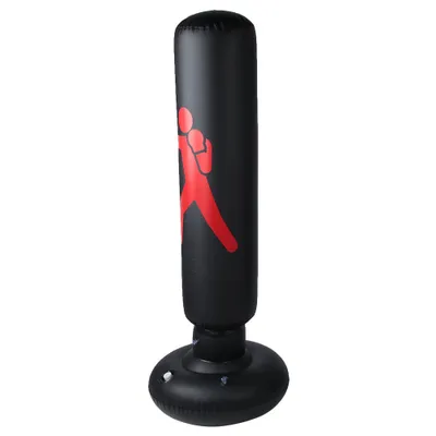 Obrázok produktu pre PVC 160 cm fitness boxovací vak pre dospelých a deti, nafukovací boxovací vak (čierny)