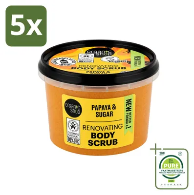 Obrázek produktu pro 5 kusů tělového peelingového krému Organic Shop s papájí - Exfoliuje a hydratuje - 250 ml - Velké balení