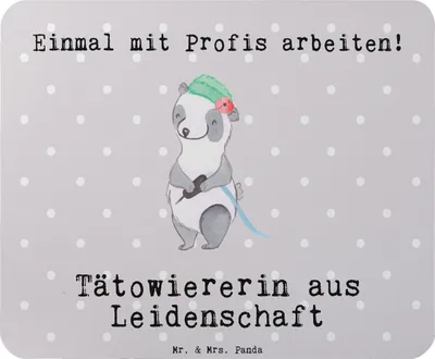 Produktbild von Mr. & Mrs. Panda Mauspad Tätowiererin Leidenschaft - Grau Pastell - Geschenk, pc, mousematte, Mouse Pad, mausunterlage, Mousepad