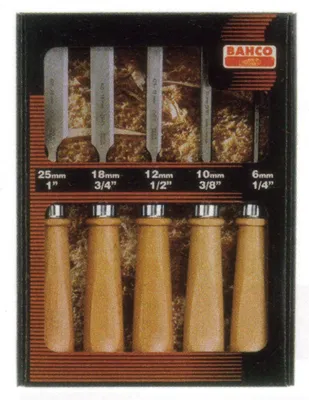 Produktbild von Bahco Satz Meißel mit Holzgriff, 5-tlg./Kartonverpackung