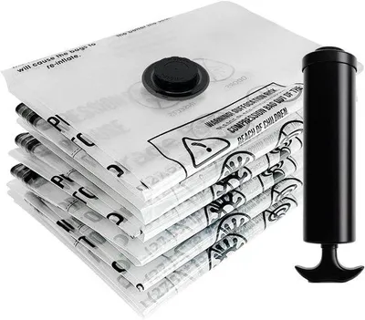 Produktbild von Famanu Vakuumbeutel für Kleidung - 6 Stück - L 60 x 80 cm - wiederverwendbar - handliche Pumpe