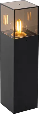 Produktbild von QAZQA - Modern Stehende Außenleuchte I Sockelleuchte schwarz mit Rauchglas 30 cm - Dänemark I Außenbeleuchtung - Aluminium Rechteckig - LED geeignet E27