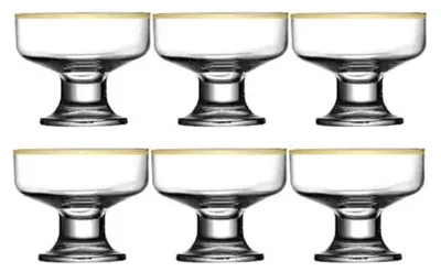 Image de Paşabahçe Iceville coupes à glace dorées en verre sodocalcique, set de 6, h 81 mm