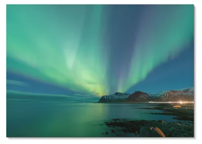 Produktbild von POSTER - 29x21 cm (A4) - Da V. - Nordlichter über dem Meer, eine magische Atmosphäre -  Wandbild für Wohnzimmer Schlafzimmer & Flur, Modernes Poster Wanddeko, Ungerahmt