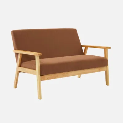 Produktbild von sweeek - 2-Sitzer-Banksofa mit Cord-Bezug, Holzfüße - Braun