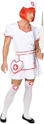 Produktbild von O7315-54-56 weiß-rot Herren Krankenschwester Kostüm-Kleid Nurse Gr.54-56