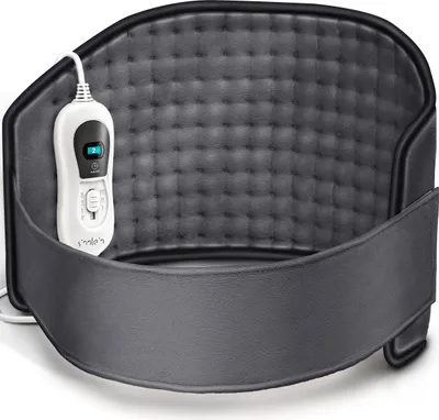 Image de sinnlein Coussin chauffant électrique anthracite pour le ventre et le dos | Ceinture chauffante avec 3 niveaux de température & arrêt automatique | Ceinture chauffante avec bande réglable et fermeture velcro