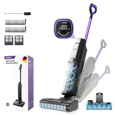 A wet and dry vacuum cleaner with accessories and packaging.
