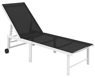 Produktbild von Garten Sonnenliege - Verstellbare Relaxliege - Rückenlehne 5-fach verstellbar - Stahlgestell mit Rädern - Bis 120 kg - 166x60x84 cm - Hellgrau