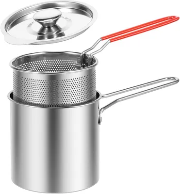 Produktbild von Frittiertopf aus Edelstahl 1,5 L mit Frittierkorb 20 × 18 × 12 cm Silber