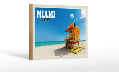 Produktbild von Holzschild Reise 18x12 cm Miami USA Strand Meer Urlaub Dekoration
