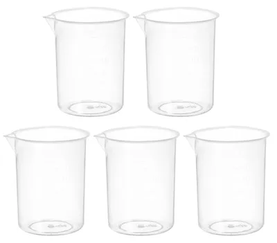 5er-Set Messbecher 150 ml, PP, mit Skala & Ausgießer, transparent