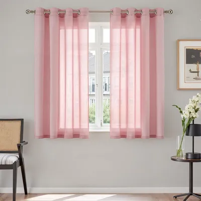 Vorhänge 2er-Set, 160 x 140 cm, transparent, Leinenoptik, Polyester, Ösen