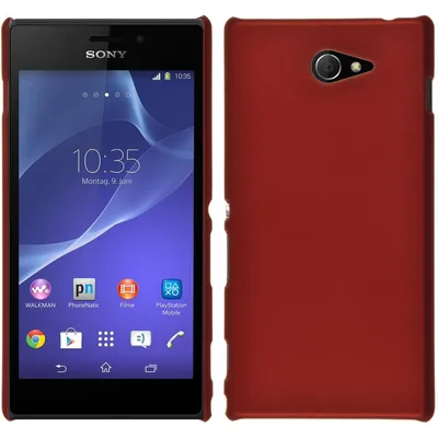 Produktbild von PhoneNatic Case kompatibel mit Sony Xperia M2 - Hülle rot gummiert Hard-case + 2 Schutzfolien