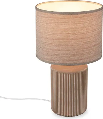 Produktbild von Briloner Ino Tischlampe, Stoffschirm, Kabelschalter, Keramikfuß, Braun, Ø22 x 37,5 cm