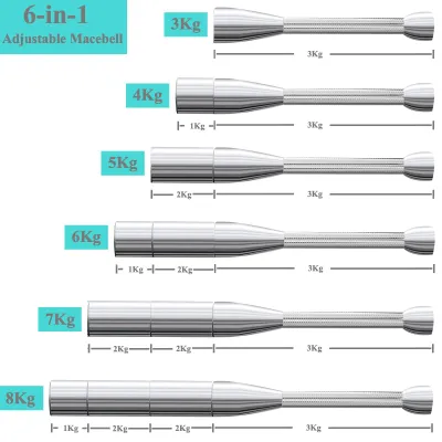 Image de Macebell réglable de 3 à 8 kg - Acier - Pour l'entraînement de la force et la mobilité