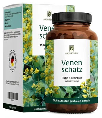 Produktbild von Rutin & Steinklee Komplex - VENENSCHATZ - 120 hochdosierte vegane Kapseln - NATURTREU®
