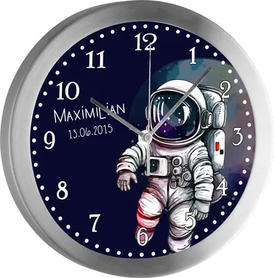Produktbild von Kinderzimmer Funkwanduhr, Funkuhr Wanduhr Kinder, Weltall Astronaut 25 cm