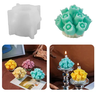 Produktbild von Silikonformen, Gussformen mit Frühlingsmotiven, 3D-Kerzenformen in Tulpenform, Silikonblumenformen, Silikon-Kerzenformen in Tulpenform zum Gießen, Silikonformen für Kerzen mit Frühlingsmotiven, Gips, Sojawachs
