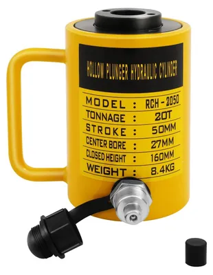 Obrázek produktu pro Hydraulický válec – dutý válec – 20 t – zdvih 60 mm – rychlospojka ZG3/8 – pro ruční čerpadlo CP-700 – ocel 45# – žlutá/černá