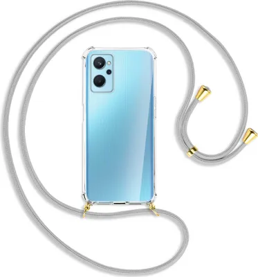 Produktbild von Handykette Backcover-Schutzhülle mit Band (Metall goldfarben) für Realme 9i - silbergrau