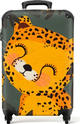Produktbild von NoBoringSuitcases.com® Koffer Handgepäck Trolley Rollkoffer Kleine Reisekoffer mit 4 Rollen - Gepard - Tiere - Dschungel - Kinder - Cabin Size < 55x40x23 cm & 55x40x20 cm - Fotokoffer - Kabinenkoffer - BoardgepäckHandgepäck Koffer 55x35x20 cm, 36L,