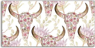 Produktbild von Coloray - Glasbild - 120x60 cm - Wandbild - Glasbilder - Deko Natur Blumen Schädel in Blüten