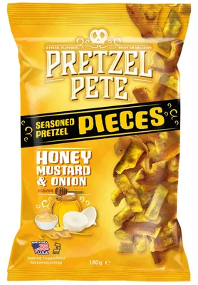 Image de Pretzel Pete Honey Mustard and Onion 160 g - Morceaux de bretzel au miel, à la moutarde et aux oignons