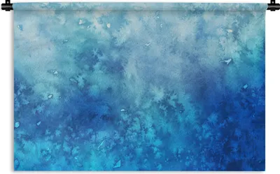 Produktbild von MuchoWow® Wandteppich Wandbehang Aquarell - Blau - Muster 150x100 cm Tapisserie Dekoration Wandtuch - Waschbar - Tapisserien - Wand-Decke