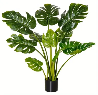 Image de Plante artificielle – Plante décorative – Fleur artificielle verte – Pour intérieur et extérieur – Hauteur : 110 cm – Avec pot
