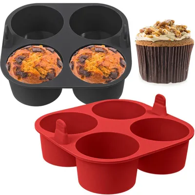 Immagine prodotto di Stampi in silicone per muffin, adatti per friggitrici ad aria, confezione da 2 pezzi, diametro 8 cm, profondità elevata