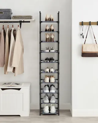 Produktbild von SONGMICS 10 Ebenen Schuhregal, Schuhablage 173 x 33 x 33 cm Schuhschrank grau