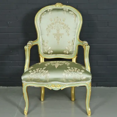 Immagine prodotto di Casa Padrino sedia da salotto barocca "Medaillon" Mod1 con braccioli verde chiaro / oro - sedia in stile antico