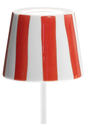 Image de Couvercle En Céramique Ø 130 X 100 Mm Pour Poldina Décoration Rayures Rouges Sur Fond Blanc
