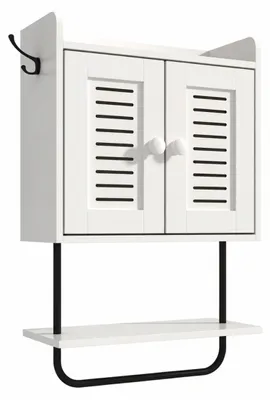 Productafbeelding van Relaxdays Hangkast met handdoekhouder, wit-zwart