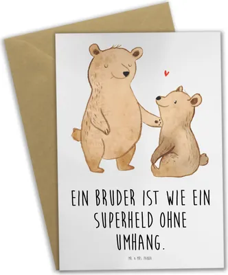 Produktbild von Mr. & Mrs. Panda babykarte Bruder Superheld - Weiß - Geschenk, Aufmerksamkeit, genesungskarte, Familie, Wertschätzung, Danke sagen, Beileidskarte, Geschenkidee, Bedanken