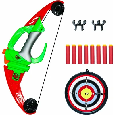 Immagine prodotto di Set di tiro con l'arco e frecce, bersaglio e frecce in schiuma con ventosa - ottimo gioco di bersagli per interni ed esterni