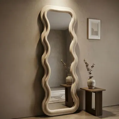 Produktbild von FURNLUX Wandspiegel Emily Beige 60cm / Hauptfarbe: Beige / Abmessungen: 60 x 160 x 6 cm