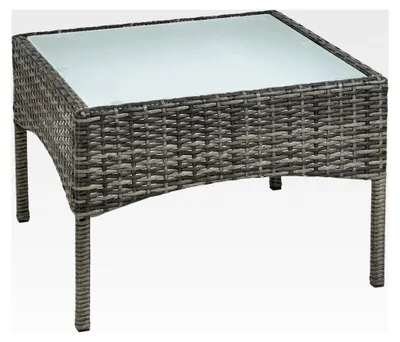 Produktbild von Beistelltisch aus Polyrattan für Garten, Balkon und Lounge (Anthrazit/Grau)
