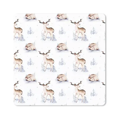 Produktbild von MuchoWow® Mauspad Mousepad Winter - Weiß - Tiere - Muster 20x20 cm - Mousepads - Maus Mat - Pad - Mausunterlage - Desk Mat - Bureauartikeln