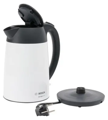 Produktbild von Bosch TWK3P421, 1,7 l, 2400 W, Schwarz, Weiß, Edelstahl, Wasserstandsanzeige, Überhitzungsschutz