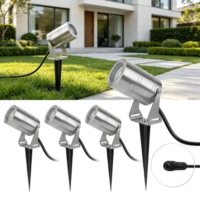 LED-Tuinstrahler Edelstahl 4er-Set GU10 5W 3000K IP65