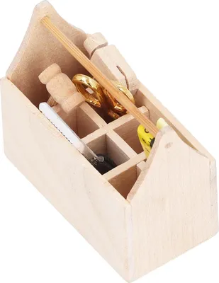 Produktbild von Puppenhaus-Werkzeugkasten mit Werkzeugen, Simulation, multifunktional, Miniatur-Puppenhaus aus Holz für 1/12