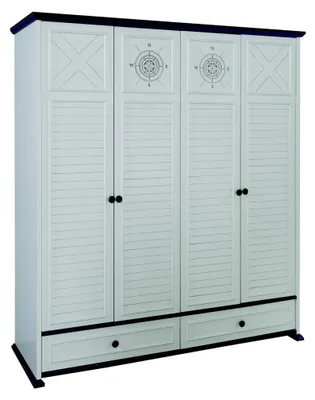 Image de Chambre d'enfant Chambre d'adolescent Armoire en bois Armoire d'enfant 4 portes Blanc