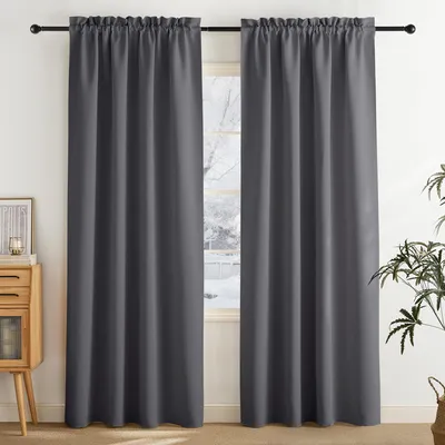 Verdunkelungsvorhang 2er-Set 140x240 cm Grau Polyester