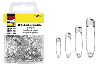 Produktbild von EASY WORK Sicherheitsnadelnsortiment 40-teilig 12 Stück Verkaufseinheit 261391 4332539081905
