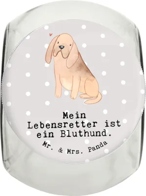 Produktbild von Mr. & Mrs. Panda Dose Bloodhound Lebensretter XL 2000ml - Grau Pastell - Geschenk, Keksdose, Chien De Saint Hubert, St. Hubertushund, Bluthund, Aufbewahrungsdose