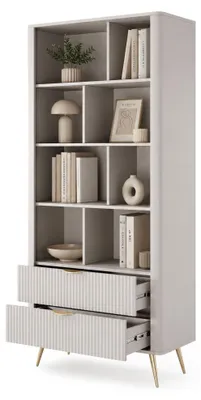 Produktbild von Kabavasi - Bücherregal, 88x38x194h cm Beige, 2 Schubladen